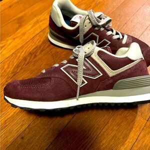 Maroon and grey NB 574 shoes worn once!